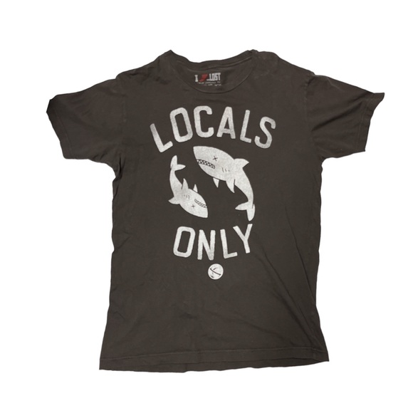 NWOT unisex “locals only” with sharks graphic t-shirt. Size: Medium - Picture 1 of 1